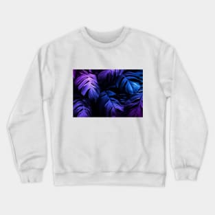 Neon Tropical Monstera Leaf Pattern Crewneck Sweatshirt